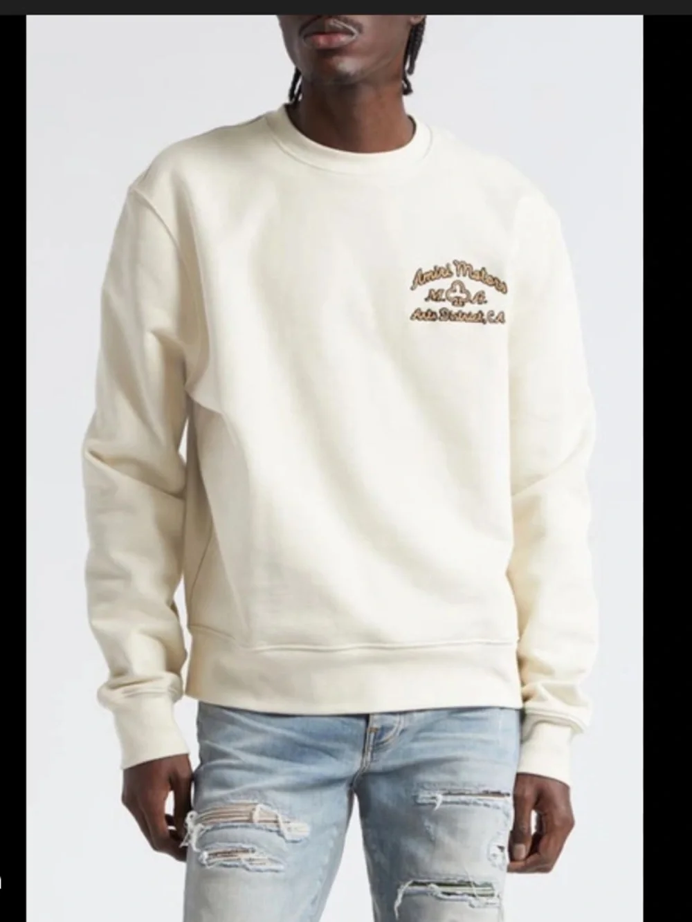 Amiri Cream Crewneck Sweatshirt with Amiri Motors Embroidery - Picture 12 of 15